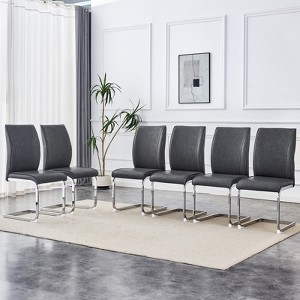 FONTOI 6PCS Arch Dining Chairs with High Resilience, Dining Chair with Arched Metal Legs for Living Room, Dark Gray&Silver, 21.6"*39"*17.3" - 1 of 4