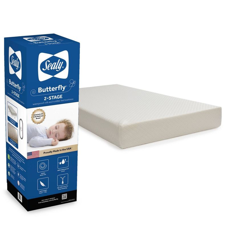 Sealy Butterfly 2-Stage Breathable Knit Ultra Firm Crib and Toddler Mattress, 6 of 7