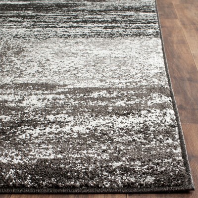 Silver and Black Abstract Pattern Rectangular Synthetic Rug, 11' x 15'