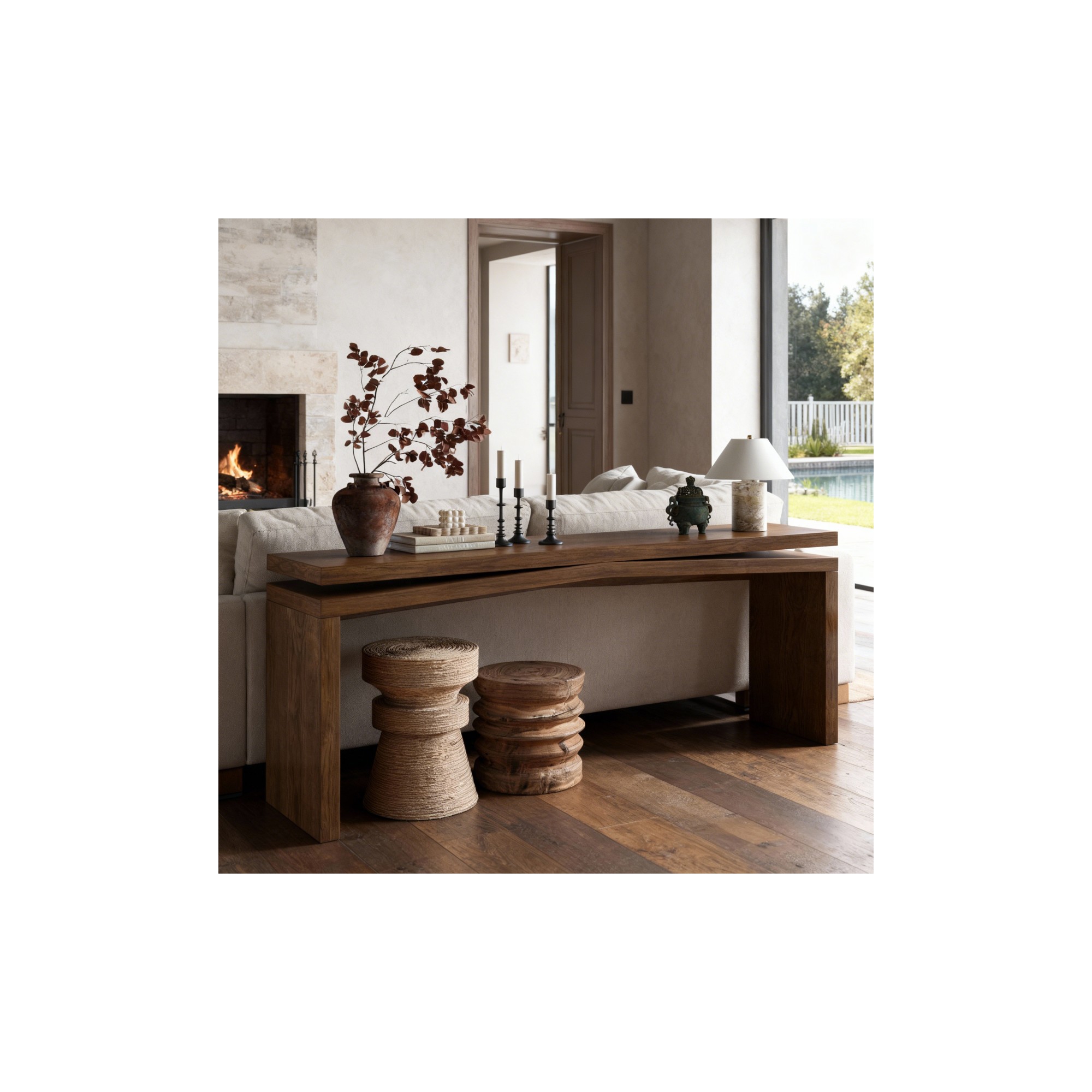 65" Console Table for Entryway (Walnut)