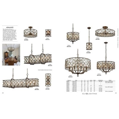 Weathered Bronze 6-Light Cage Chandelier with Crystal Accents