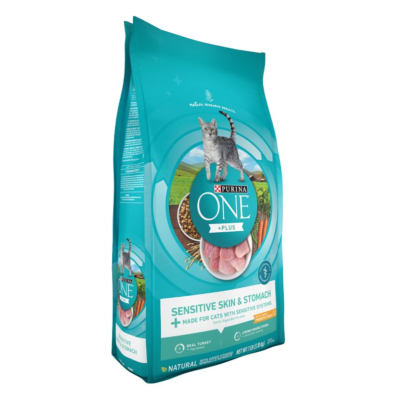 Purina ONE Sensitive Skin & Stomach Natural Dry Cat Food with Turkey for Skin & Digestive Health, 5 of 8