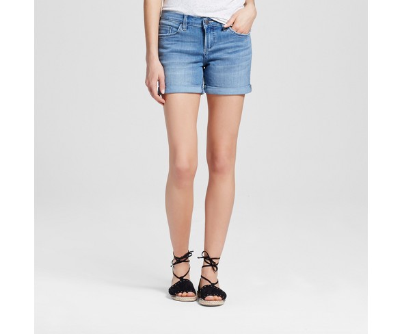 Women's Mid Rise 5" Roll Cuff Jean Shorts - Crafted by Lee Medium Wash 4