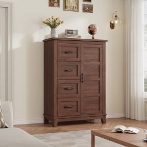 Garvee 4 Dresser for Bedroom, 45.7" Tall Dresser with Door, Vertical Dresser with Storage, Freestanding Closet Dresser Chest for Bedroom, Walunt - 1 of 4
