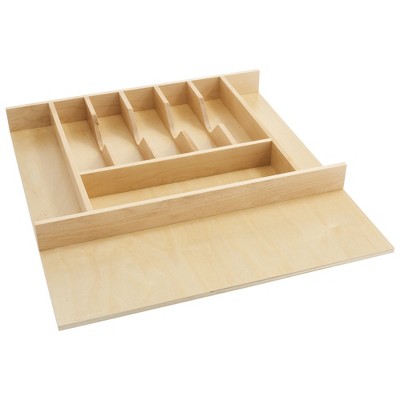 Rev-A-Shelf Trim-to-Fit Silverware Drawer Organizer For Kitchen Utensil Cutlery Cabinet Storage, Natural Maple Wood Compartment Tray Insert