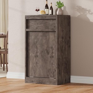 Collapsible Trash Can Cabinet with Storage Drawer - 38L Capacity, 30-Degree Tilt Door, Anti-Tip Design, Pet-Proof Kitchen/Office Waste Bin Organizer - 1 of 4