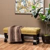 VYNXARIA Ottomans and Benches - Yellow Ottoman Bench with Button-Tufted Design, 48" x 18" x 16" - 2 of 4