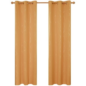 Deconovo Wave Line with Dots Blackout Curtains, 42-Inch Wide, 2 Panels - 1 of 4