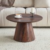 Natural Wood Round Coffee Table,Coffee Table With Natural Wood Grain MDF Tabletop And Wood Base,MDF Coffee Table-Cuddlewood - 2 of 4
