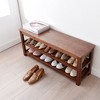 Modern Simple Style Shoe Stool, Bamboo Wooden Shoe Bench, Double Storage Shoe Cabinet for Hallway, Bedroom Balcony - 3 of 4