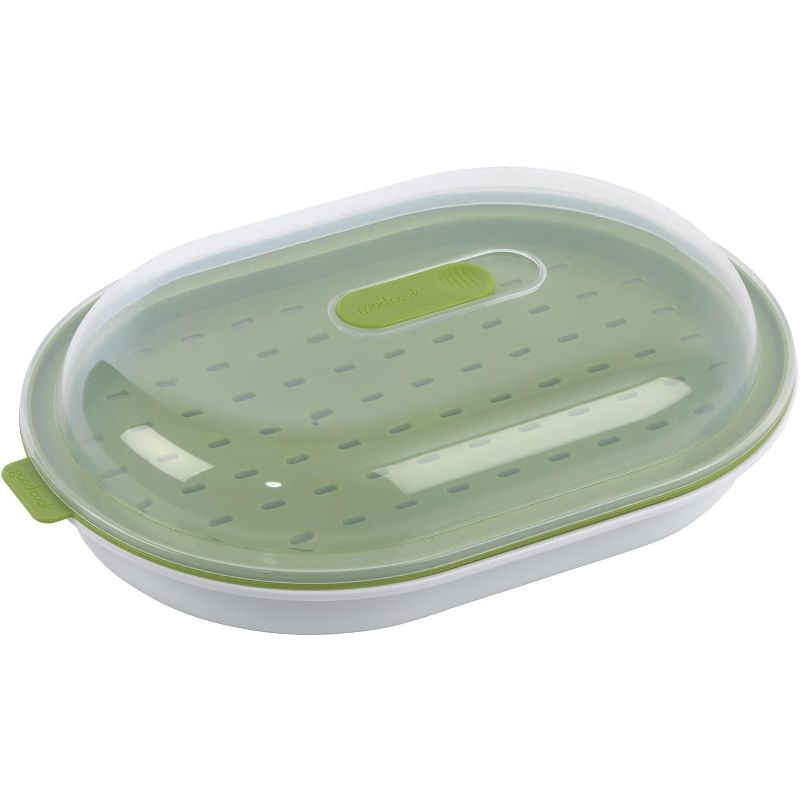 GoodCook BPA-Free Plastic Microwave Vegetable and Fish Steamer, Green,Green, 1 of 8