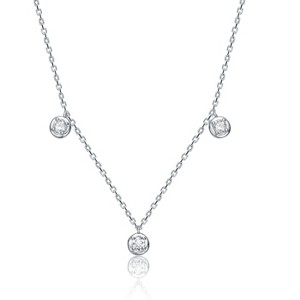 Guili 0.17ct Elegant White Gold Plated Raindrop Station Necklace with Lab-Created Moissanite – Delicate and Sparkling Design - 1 of 2