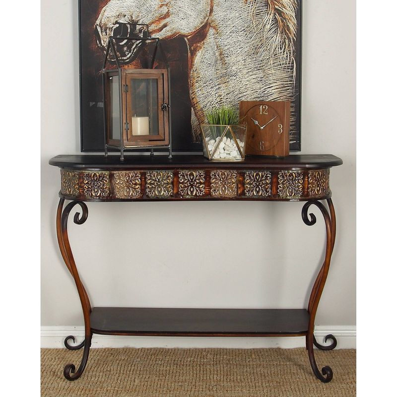 Traditional Metal Console Table - Dark Brown - Olivia &#38; May, 3 of 4