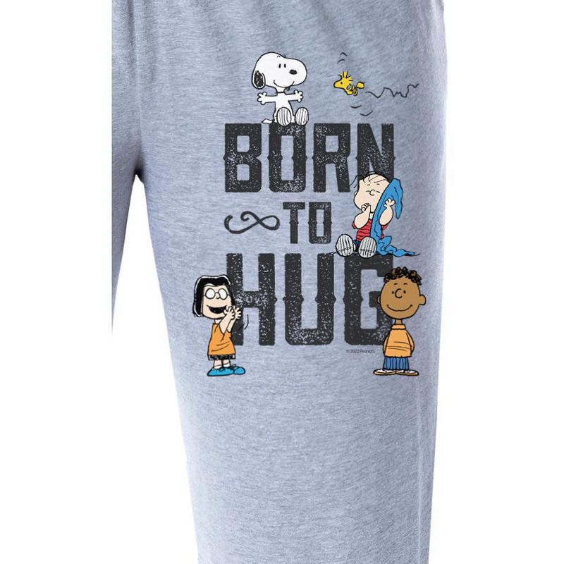 Peanuts Womens' Snoopy Charlie Brown Born To Hug Sleep Pajama Pants Grey, 2 of 5