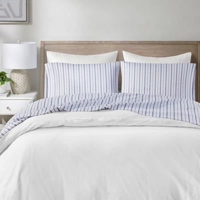Full Blue Stripe Cotton Percale Sheet Set