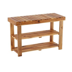 GDFStudio Sophia Versatile 3-Tier Acacia Wood Slatted Shoe Rack Bench - 1 of 4