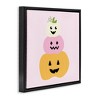 Stupell Industries Pastel Happy Jack-o-Lanterns Floating Frame Canvas Art - 2 of 4