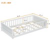 NicBex Twin Size Wood Montessori Bed with Built-in Book Storage Rack,Floor Bed with Safety Guardrails and Door,Modern Toddler Bed for Bedroom,White - 3 of 4