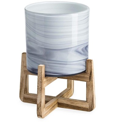 VivaTerra Gray Glass Planter on Stand, Small