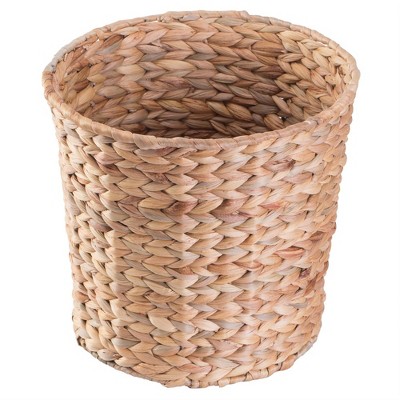 Wickerwise Natural Water Hyacinth Round Waste Basket - For Bathrooms, Bedrooms, or Offices