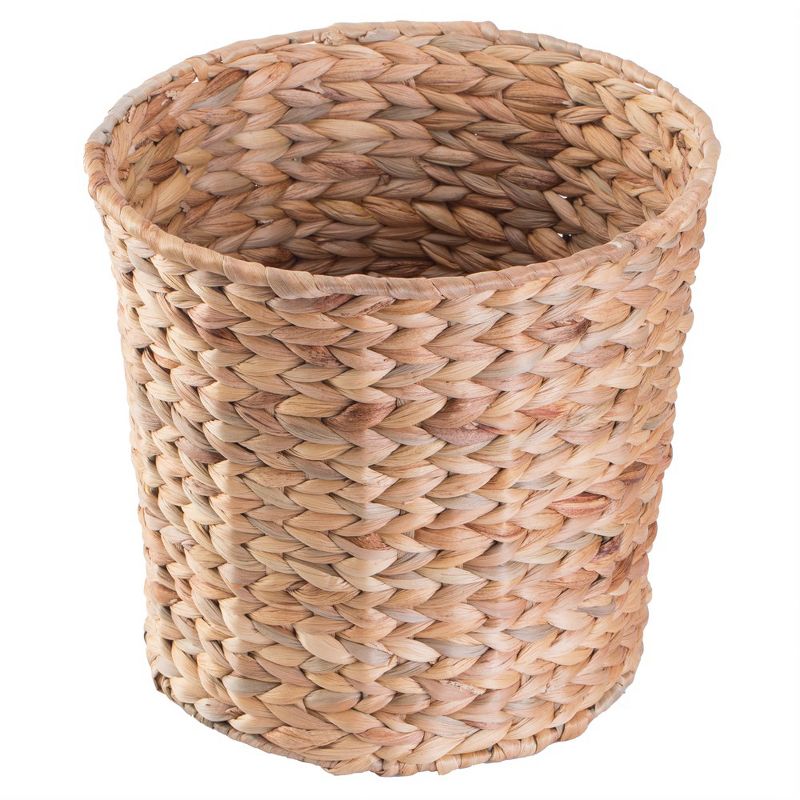 Wickerwise Natural Water Hyacinth Round Waste Basket - For Bathrooms, Bedrooms, or Offices, 1 of 7