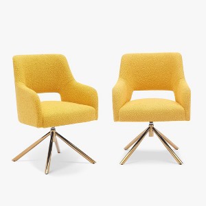WestinTrends Genevieve Mid-Century Modern Upholstered Boucle Swivel Accent Chair (Set of 2) - 1 of 4