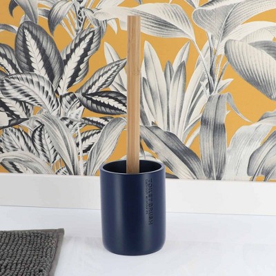 Evideco French Home Goods Stylish Toilet Brush and Holder Set with Natural Bamboo handle