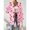 Heart Cardigan Sweater for Women Oversized Valentine Cardigan Cute Love Print Open Front Knit Sweaters Coat with Pockets - 3 of 4