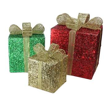 Northlight Set Of 3 Lighted Gift Box Outdoor Christmas Decoration 12 ...