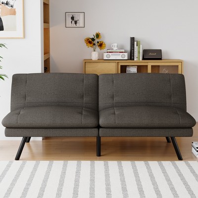 Dyonery Convertible Futon Sofa Bed, Soft Foam Detachable Futon Couch with Adjustable Backrest, Folding Small Loveseat Sleeper Recliner