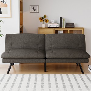 Dyonery Convertible Futon Sofa Bed, Soft Foam Detachable Futon Couch with Adjustable Backrest, Folding Small Loveseat Sleeper Recliner - 1 of 4