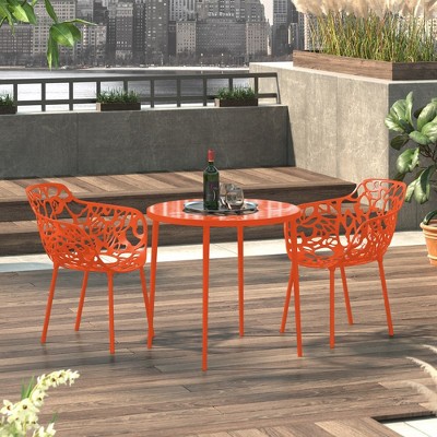 Devon 22" Orange Aluminum Modern Outdoor Dining Chair Set