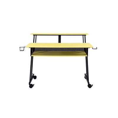 Studio 53'' Yellow Wood Desk with Cup Holder & Keyboard Tray