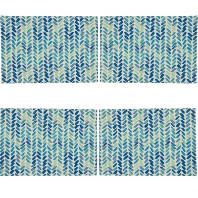 Blue Watercolor Chevron Polyester Rectangle Placemats, Set of 4