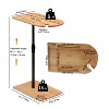 Gulches Height Adjustable Bamboo C-Shaped Side Table, Oval+Rectangle Sofa Couch Tray with 360¡ã Rotatable Phone/Tablet Slots & Wine Glass Holder - 4 of 4