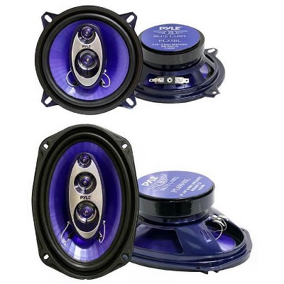 Pyle PL53BL 5.25" 200 Watt 3 Way 4 Ohm Car Audio Triaxial Speakers (2 Pack) and PL6984BL 6x9" 400 Watt 4-Way Car Audio Speakers (2 Pack)