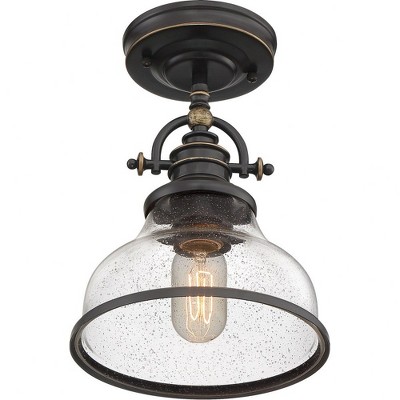Grant 8" Bronze and Glass Mini Pendant Light