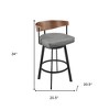 HomeRoots 26" Gray Brown and Black Faux Leather and Iron Low Back Counter Height Swivel Bar Chair - 3 of 4