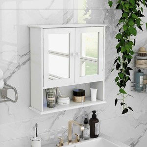 MAYEERTY Bathroom Wall Cabinet Double Mirror Doors Shelves - 1 of 4