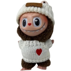 Doll Clothes Superstore Knit Sweater with Heart Appliqu and Matching Headband for 17cm Labubu Dolls - 1 of 4