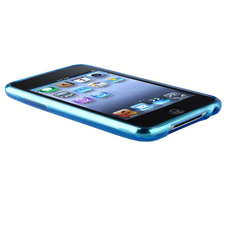 INSTEN TPU Rubber Skin Case compatible with Apple iPod touch 2nd / 3rd Gen, Clear Blue Concentric Circle, 3 of 7