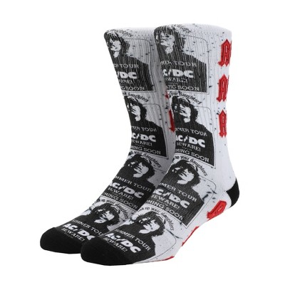 ACDC Band Member Photo Art Men's White Athletic Crew Socks