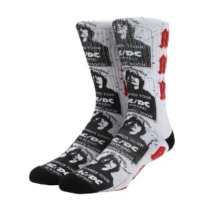 ACDC Band Member Photo Art Men's White Athletic Crew Socks - 1 of 4