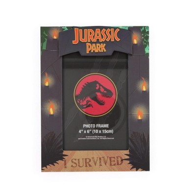 Silver Buffalo Jurassic Park "I Survived" Die-Cut Photo Frame | Holds 4 x 6 Inch Photos