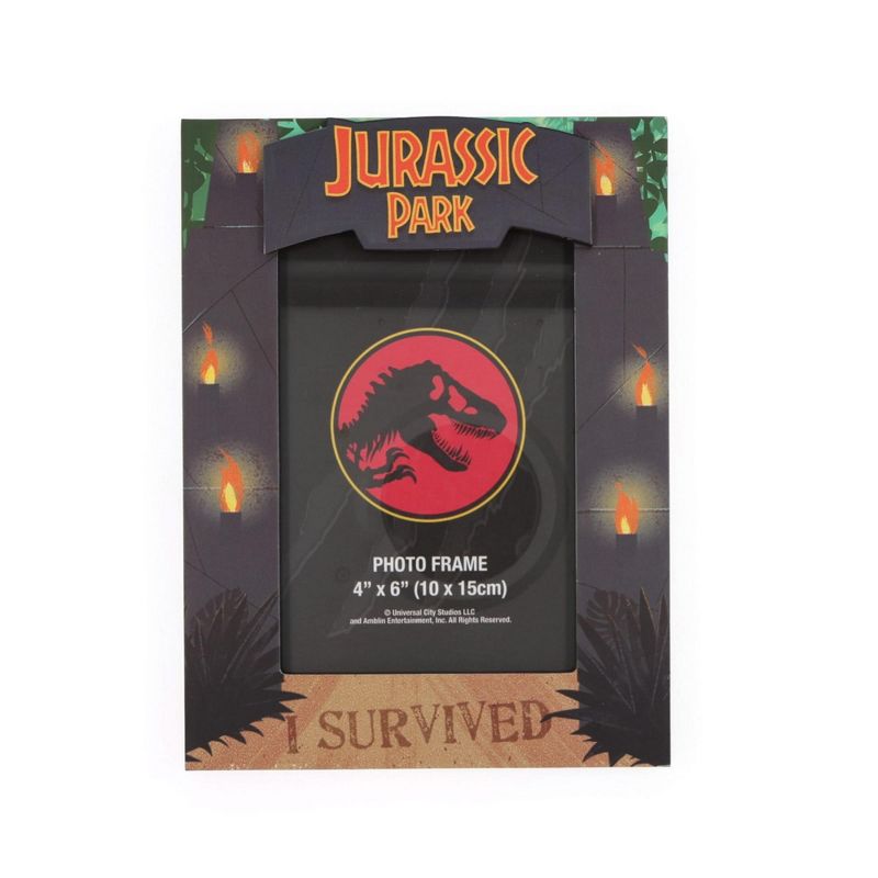 Silver Buffalo Jurassic Park "I Survived" Die-Cut Photo Frame | Holds 4 x 6 Inch Photos, 1 of 10