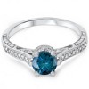 Pompeii3 1 1/5 Blue Diamond Engagement Ring 14k Gold Lab Created - 2 of 4