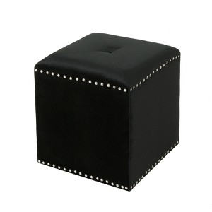 FONTOI Upholstered Ottoman, Square Foot Stool, Dressing Makeup Chair, End Table for Living Room Bedroom, Black, 16.5"*17"*16.5" - 1 of 4