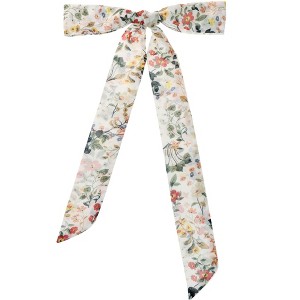 Elerevyo Women's Floral Chiffon Lightweight Skinny Neck Scarf Neckerchief - 1 of 4