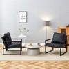 Vynxaria Set of 1 Classic Black PU Leather and Metal Frame Sofa -Ergonomically designed, 27*29.7*29.6 inches. - 2 of 4