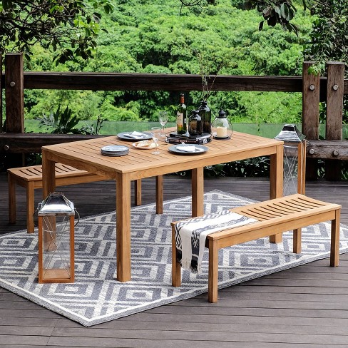 Teak picnic deals table and benches